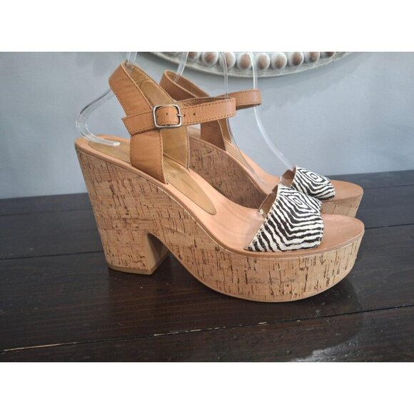 EUC Dolce Vita Animal Print Randi Cork Platform Sandal/Pre-owned, Sz. 10 - Picture 1 of 9